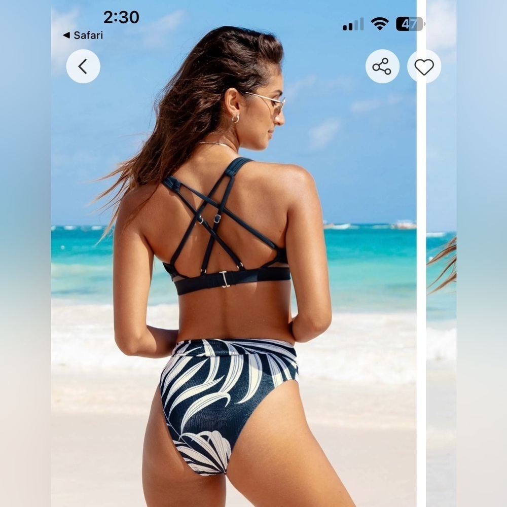 NWT Cupshe: Spring Bikini Bandeau and Palms Away Bottom - Picture 3 of 7